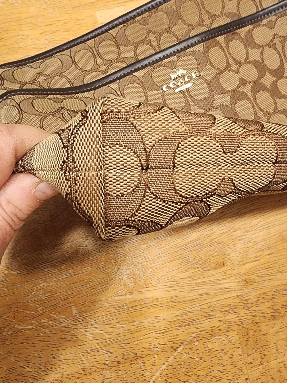 Coach Signature Canvas Zip File Crossbody Bag
